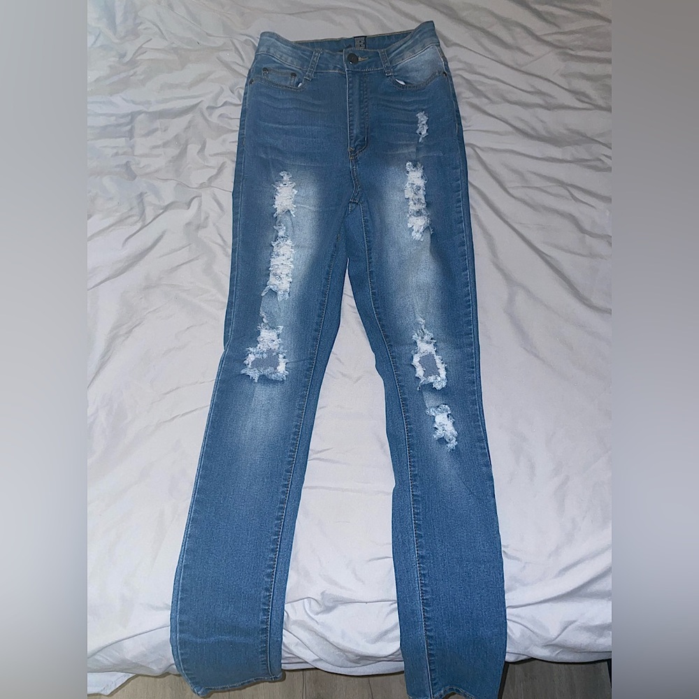 High waisted distressed fashion nova jeans